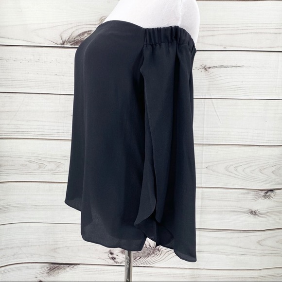BAILEY/44 Trainspot Top Size S NEW Black Silk Off-Shoulder Split-Sleeve Blouse - Picture 2 of 8